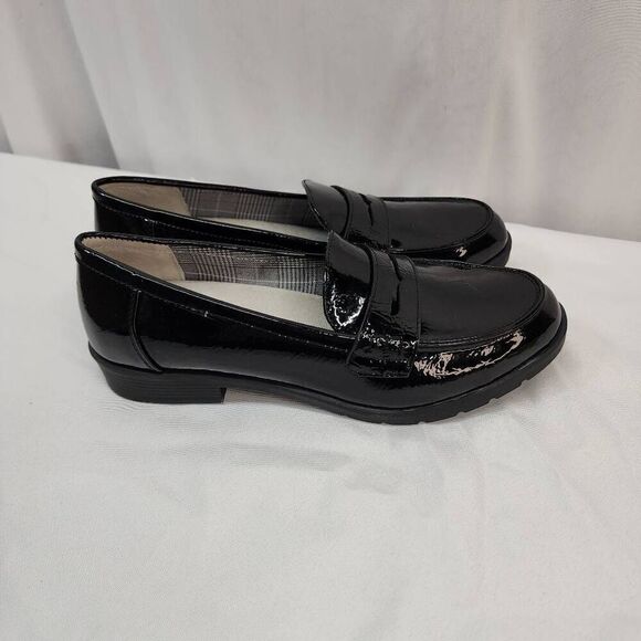 Cliffs By White Mountain Size 8.5 Women's Galah Penny Loafer Flack Black Patent - Picture 3 of 9